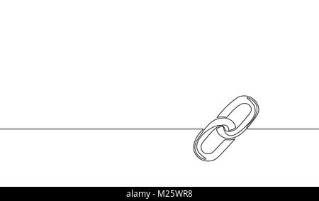 Single continuous line art blockchain link silhouette. Hyperlink sigh modern international communication security banking technology concept design one sketch outline drawing vector illustration Stock Vector