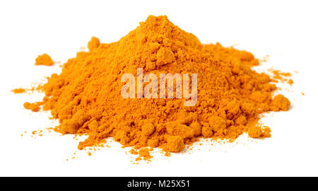 turmeric powder isolated on the white background Stock Photo