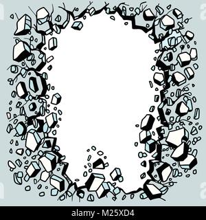 break in the wall destructive background Stock Vector