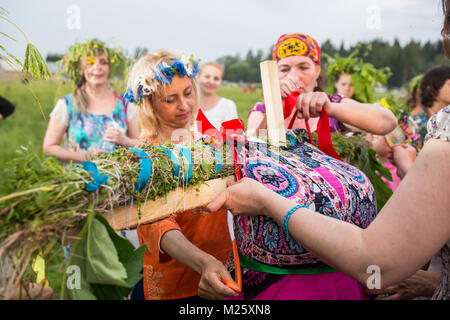 Cosmos Village, Almaty Province, Kazakhstan - 16 August 2015: The festival of ethnic music Forey, a lot of people gathers on this holiday to relax and have  fun. Ethnic open-air concert, where many people gathered. Stock Photo