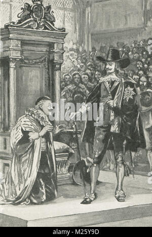 William Lenthall, Speaker of the House of Commons,  asserting the privileges of the commons, 4 January 1642 Stock Photo
