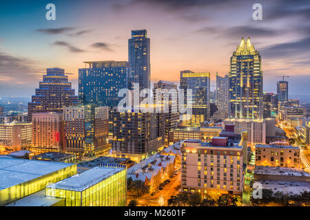 Austin, Texas, USA downtown cityscape at dusk. Stock Photo