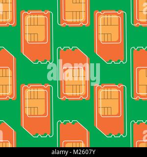 Vector SIM Cards Seamless Pattern on Background. Stock Vector