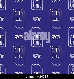 5g sim card. Vector 5g SIM Cards Seamless Pattern on Background. Stock Vector