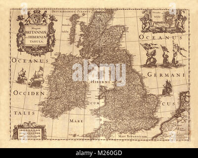 Historical map of Great Britain circa 1631 Stock Photo