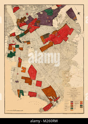 Ethnic map of New York circa 1915. Stock Photo