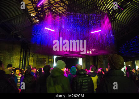 Aether light installation by Architecture Social Club in King's Cross at Lumiere London, UK Stock Photo