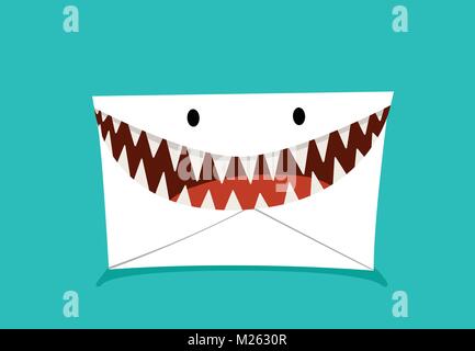 Phishing Mail in monster style, vector design Stock Vector