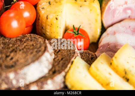 Cheese, turkey roll and vegetables Stock Photo