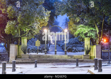 Athens, Georgia, USA at the University of Georgia campus arch in winter. Stock Photo