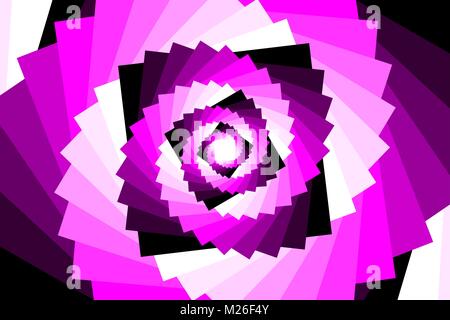 Spiral of rotating squares - violet background, Spiral from squares - purple pattern Stock Vector