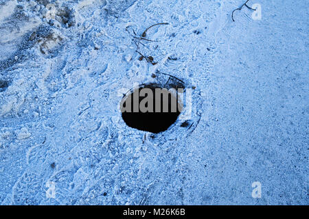 Outdoor sewer on the sidewalk Stock Photo