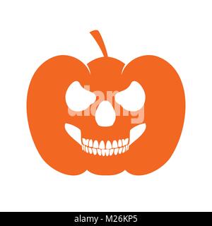 Pumpkin Skull Profile Halloween Evil Jack O Lantern Pumpkin Symbol Vector Graphic Design Stock Vector