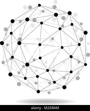 Vector wireframe connecting earth sphere. Stock Vector