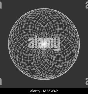 Spirograph element vector illustration on black background. Abstract symbol. Stock Vector