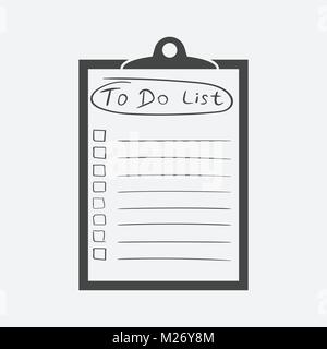 To do list icon with hand drawn text. Checklist, task list vector illustration in flat style on white background. Stock Vector
