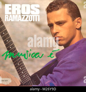 Eros Ramazzotti - original vinyl album cover - Musica è - 1988 Stock Photo