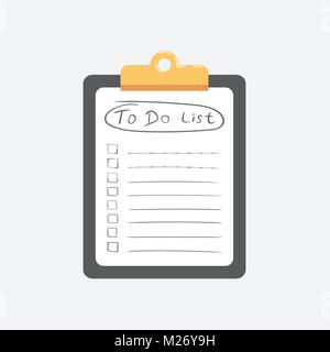 To do list icon with hand drawn text. Checklist, task list vector illustration in flat style on white background. Stock Vector