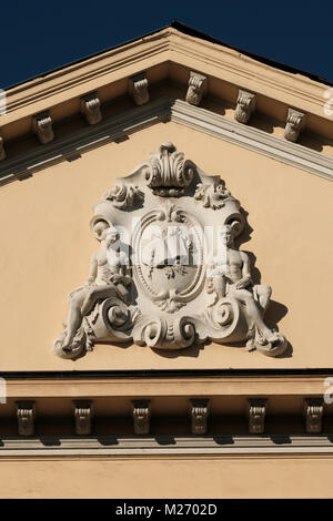 Relief at the facade of the Headquarters Bulgarian Academy of Sciences established in 1869 of BAS at Tzar Osvoboditel Blvd in the center of Sofia capital of Bulgaria Stock Photo