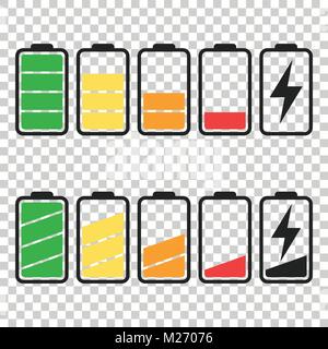 Battery Icon Vector Set On Isolated Background. Symbols Of Battery 