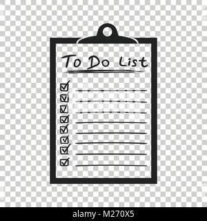 To do list icon with hand drawn text. Checklist, task list vector illustration in flat style on isolated background. Stock Vector