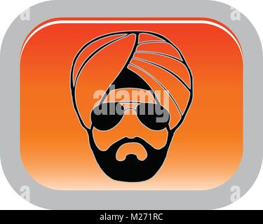Sikh man in a turban, buttons, vector Stock Vector