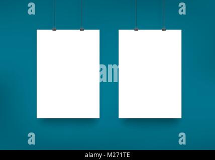 Paper card on white wall Stock Vector