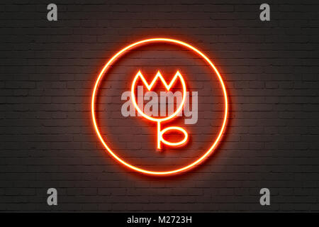 neon light icon flower tulip Stock Photo