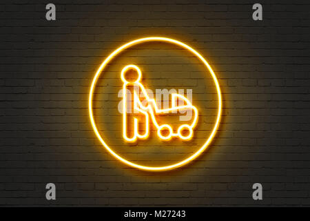 Neon light icon father baby car Stock Photo