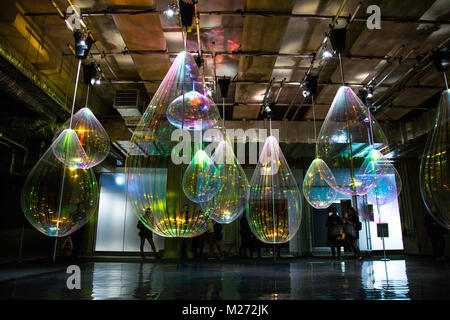 'Reflecting Holons' installation by Michiel Martens and Jetske Visser Winter Lights Festival in Canary Wharf, London, UK Stock Photo