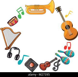 Border template with musical instruments illustration Stock Vector ...