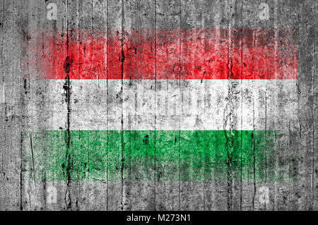 Hungary flag painted on background texture gray concrete Stock Photo