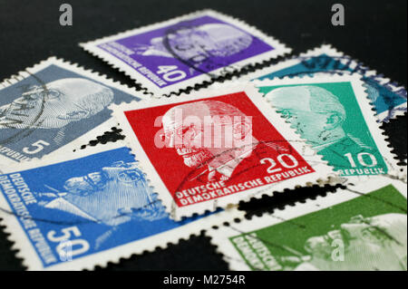 Historical stamps, Walter Ulbricht, German Democratic Republic Stock Photo