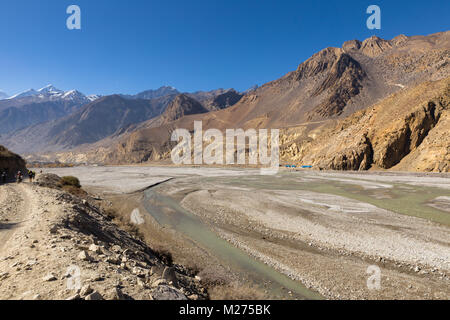 Kali Gandaki river near Jomsom, Himalayas Nepal Stock Photo