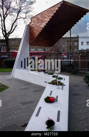 Bethnal Green Tube Disaster Memorial, Bethnal Green London England UK 2018 During a German bombing raid on east London on 3rd of March 1943 the Bethna Stock Photo