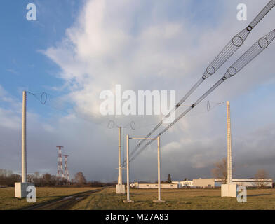 transmitter Sender Moosbrunn of Österreichische Rundfunksender (Austrian Broadcasting Services), 2 Quadrantantennen (quadrant antennas) Stock Photo