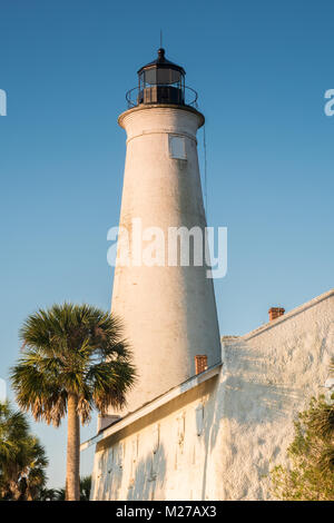 St. Marks Lighthouse found along the Gulf Coast of Florida in St. Marks National Wildlife Refuge. Stock Photo