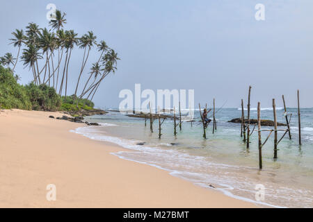 Stilt Fishermen, Ahangama, Mirissa, Sri Lanka, Asia Stock Photo