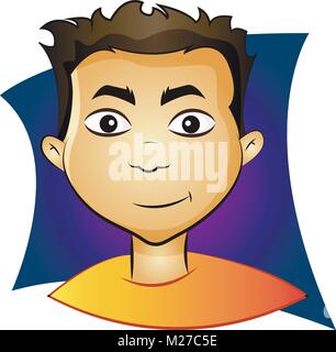 Happy cheerful boy laughing. Vector illustration of a little kid face. Portrait of a boy Stock Vector