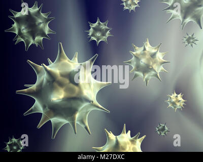 Health problem. Many pathogenic viruses causing infection in host organism. 3d render Stock Photo