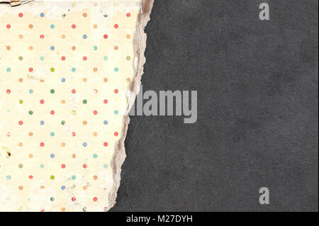 Grunge background with old paper texture of dark gray color and with dots pattern. Mock up template for retro scrapbooking design. Copy space for text Stock Photo