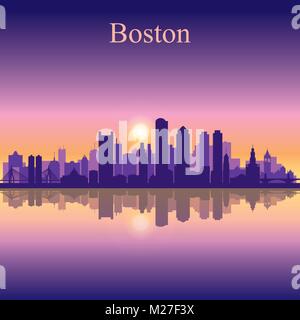 Boston city skyline silhouette background. Vector illustration Stock Vector