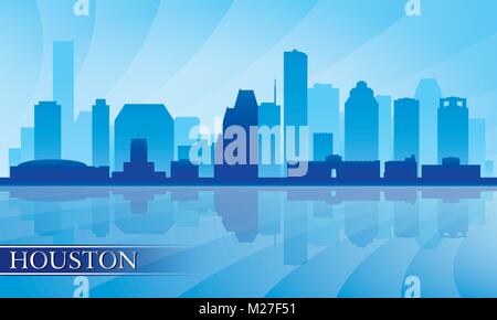 Houston city skyline silhouette background, vector illustration, EPS 10. Stock Vector