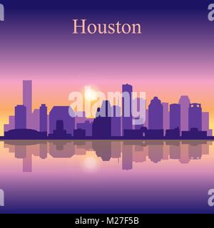 Houston city skyline silhouette background, vector illustration Stock Vector