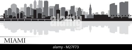 Miami city skyline silhouette background, vector illustration Stock Vector