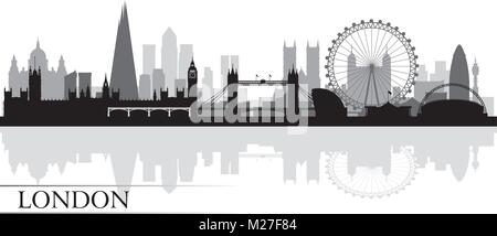 London city skyline silhouette background, vector illustration Stock Vector