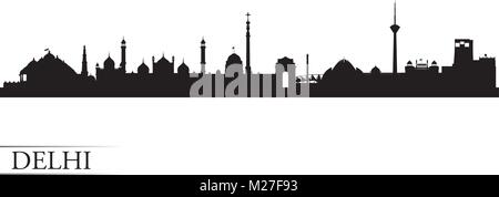 Delhi city skyline silhouette background, vector illustration Stock Vector