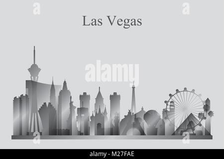 Las Vegas city skyline silhouette in grayscale, vector illustration Stock Vector