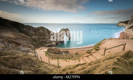 Durdle Door a natural limestone arch on the Jurassic Coast in Dorset