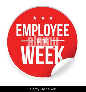 Employee of the week label or stamp with red ribbon Stock Vector Image ...